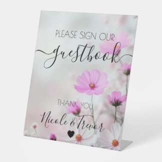 Custom Names Dainty Pink Flowers Table Sign Sockelschild