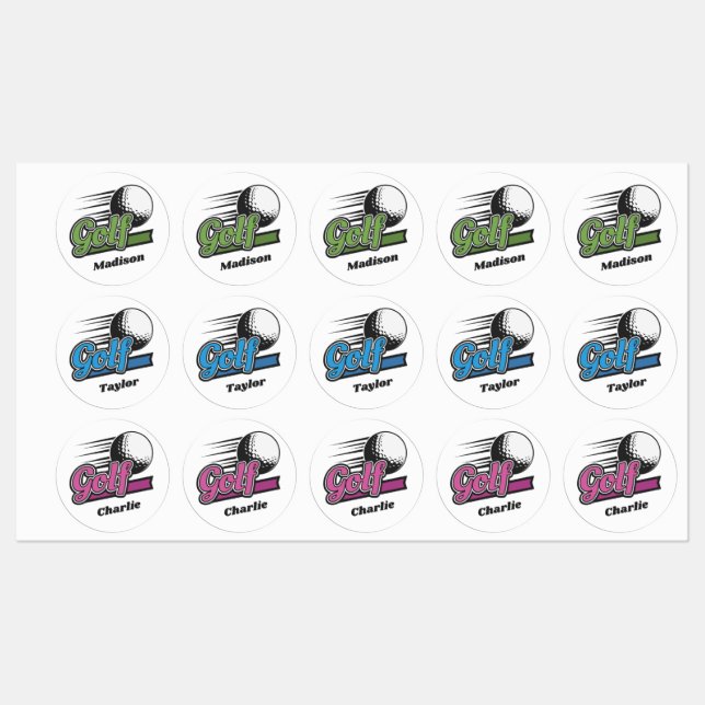 Custom Names Golf Etiketten (Blatt)