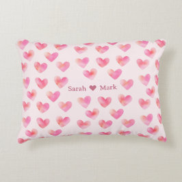 Custom Names Romantic Pink Love Design -  Dekokissen