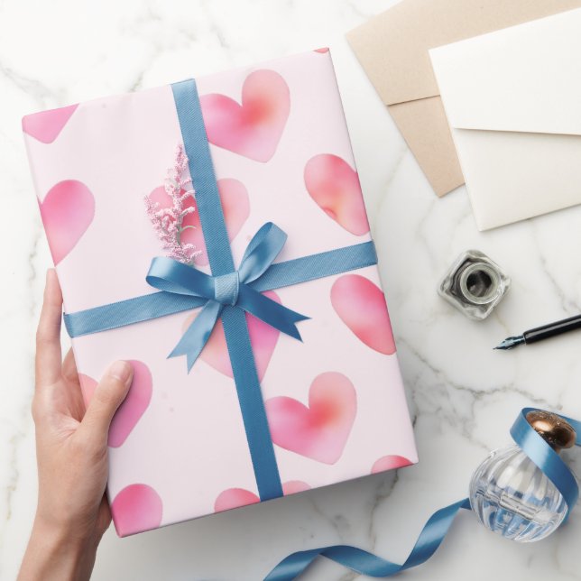 Custom Names Romantic Pink Love Design -  Geschenkpapier (Schenken)