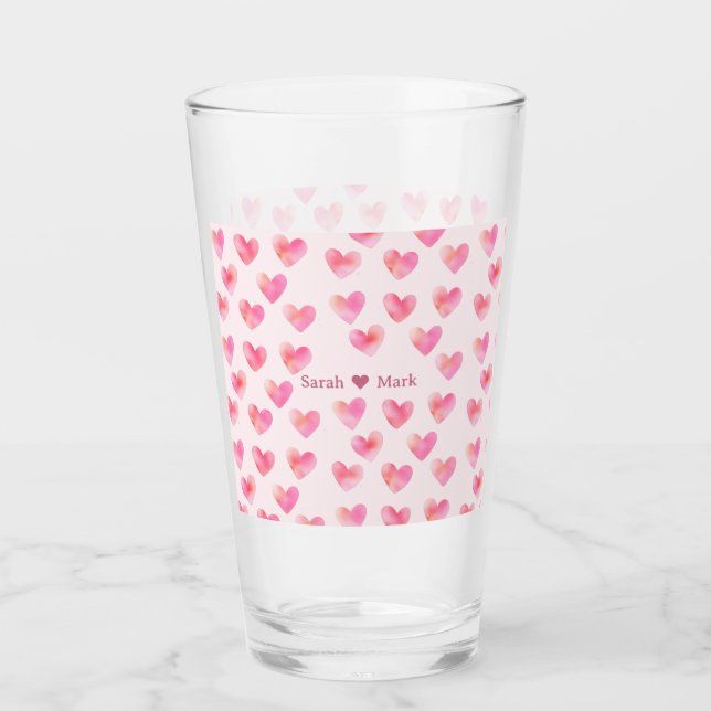 Custom Names Romantic Pink Love Design -  Glas (Vorderseite)