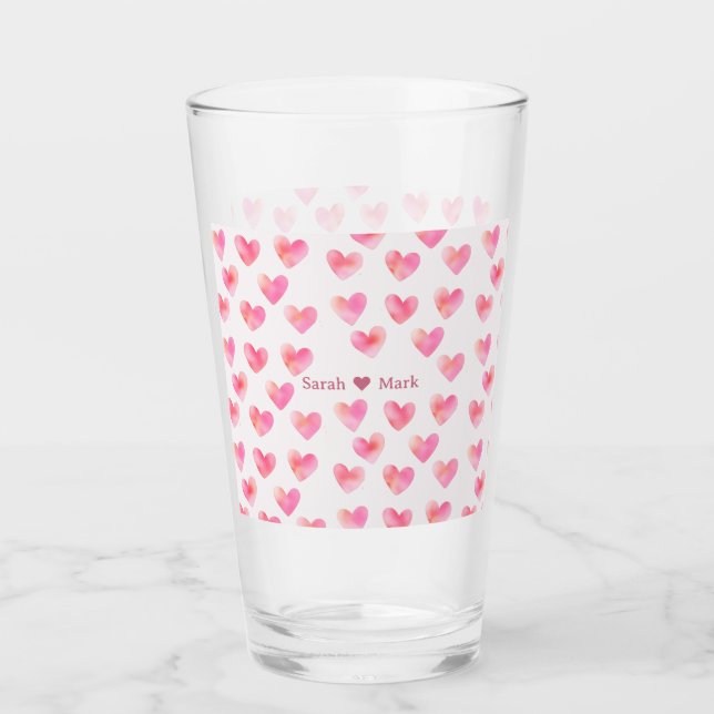 Custom Names Romantic Pink Love Design -  Glas (Vorderseite)