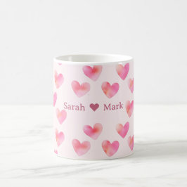 Custom Names Romantic Pink Love Design -  Kaffeetasse
