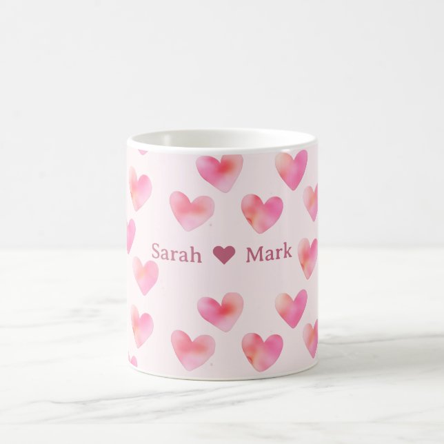 Custom Names Romantic Pink Love Design -  Kaffeetasse (Mittel)