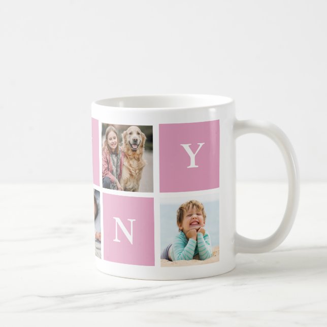 Custom Nanny Großmutter 5 Foto Collage Kaffeetasse (Rechts)