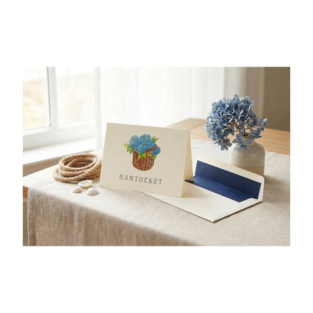Custom Nantucket Basket Blue Hydrangeas geklappt (Von Creator hochgeladen)