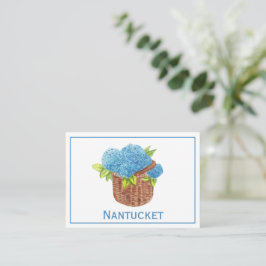 Custom Nantucket Basket Blue Hydrangeas Vielen Dan Mitteilungskarte