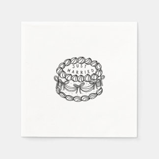 Custom Napkin - Just Married - Vintag Cake Serviette