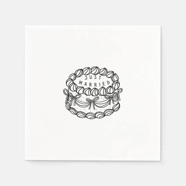 Custom Napkin - Just Married - Vintag Cake Serviette (Vorderseite)