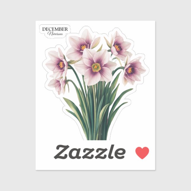 Custom Narcissus Bloom - Dezember Geschenk Aufkleber (Blatt)