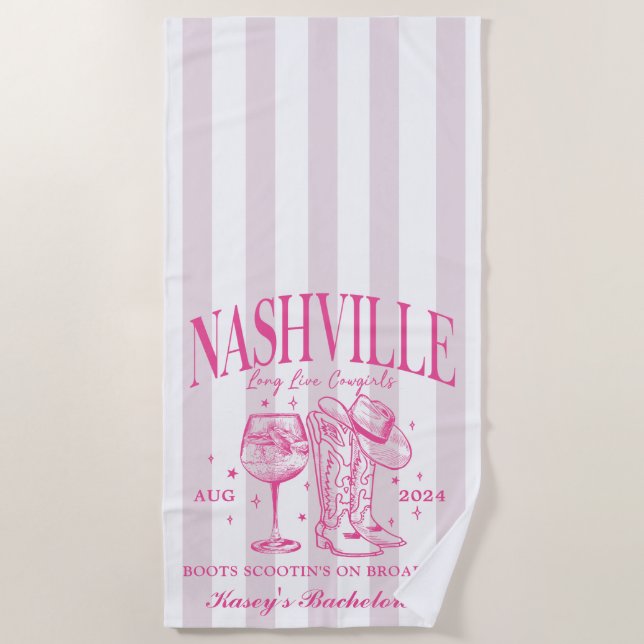 Custom Nashville Bachelorette Rodeo Beach Handtuch (Vorderseite)