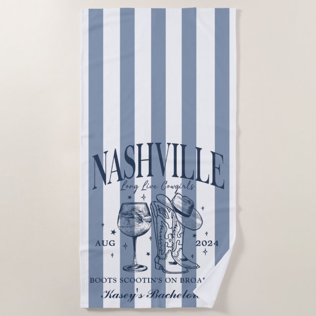 Custom Nashville Bachelorette Rodeo Beach Handtuch (Vorderseite)