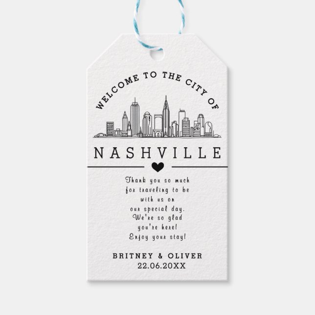 Custom Nashville Skyline - Begrüßung Geschenkanhänger (Vorderseite)