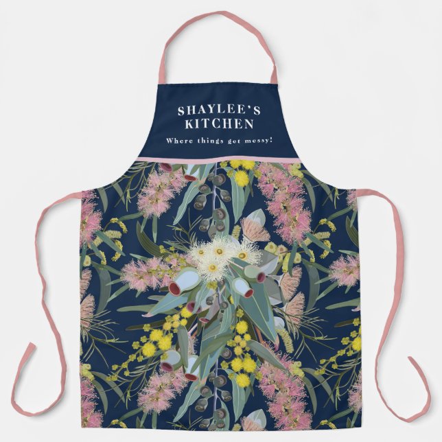 Custom Native Bush Blooms Royal Blue Schürze (Vorderseite)