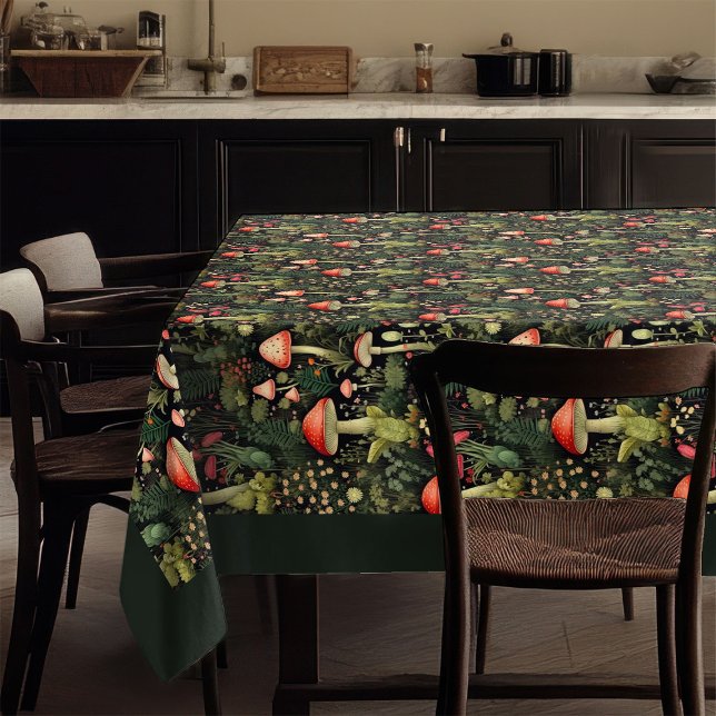 Custom Nature Tablecloth Mushrooms in Warm Hues Tischdecke (Custom Nature Tablecloth Mushrooms in Warm Hues)