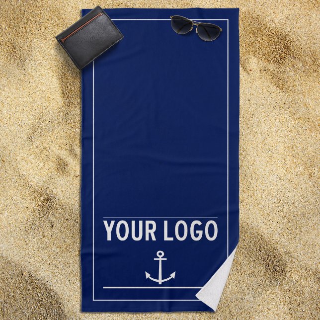 ⚓ Custom Nauavy Blue Beach Handtuch (Easily Add Your Logo for a Custom Nautical Beach Towel)