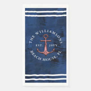 Custom Nausea Blue White Rose Gold Anker Serviette
