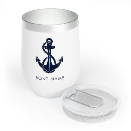 Custom Nautic Boat Name Navy Blue Anchor