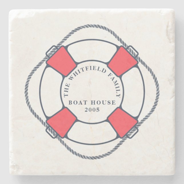 Custom Nautic Swimming Ring Boat House Steinuntersetzer (Vorderseite)