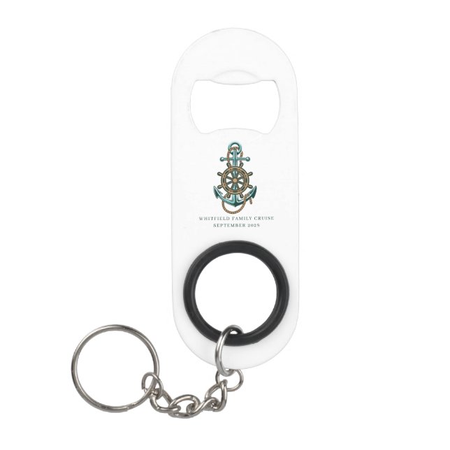 Custom Nautical Anchor Family Cruise Vacation Swag Mini Flaschenöffner (Vorderseite)