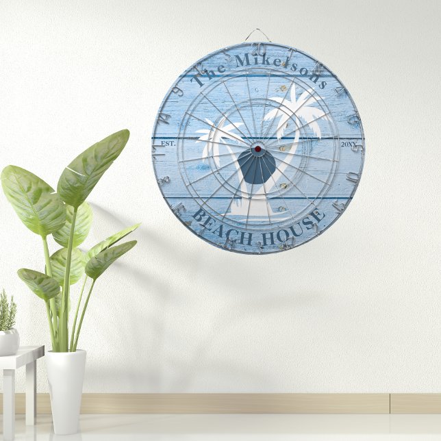 Custom Nautical Blue Wood Beach House Dartscheibe (Von Creator hochgeladen)
