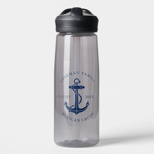 Custom Nautical Boat Navy Blue Anchor  Trinkflasche (Vorne)