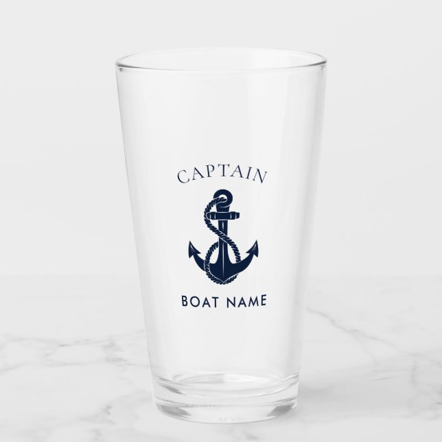Custom Nautical Captain Name Boat Anchor Glas (Vorderseite)