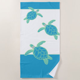 Custom Nautical Coastal Sea Turtle Blue and Grau Strandtuch