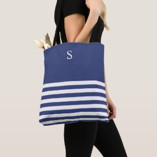 Custom Nautical Navy and White Strike Tote Bag