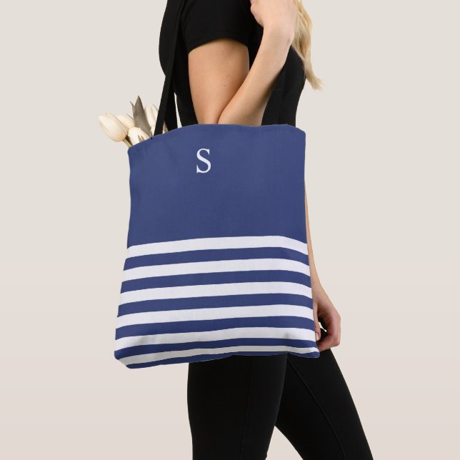 Custom Nautical Navy and White Strike Tote Bag (Von Nahem)