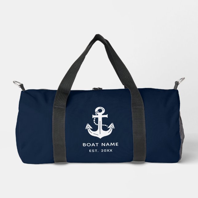Custom Nautical Navy Blue Anchor Duffle Bag (Vorderseite)