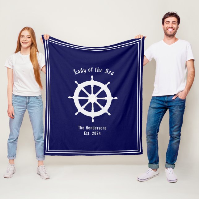 Custom Nautical Navy Blue Fleecedecke (Beispiel)