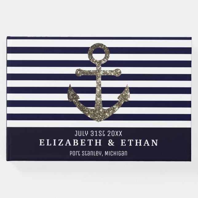 Custom Nautical Sailing Themed Wedding Guest Book Gästebuch (Vorderseite)