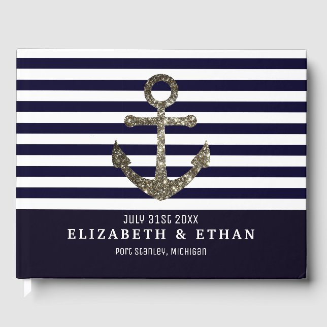 Custom Nautical Sailing Themed Wedding Guest Book Gästebuch (Vorderseite)