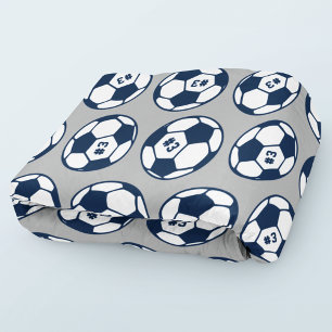 Custom Navy Blue and Gray Soccer Ball Muster Fleecedecke