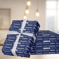 Custom Navy Blue Boys Name Collage Geburtstag