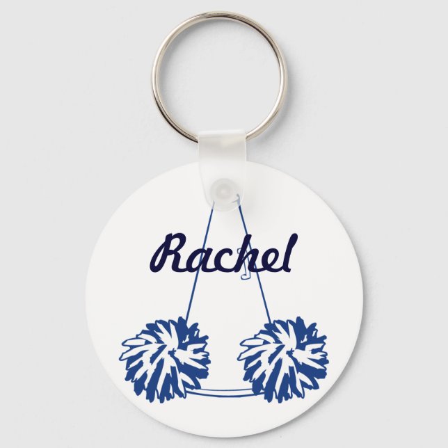 Custom Navy Blue Cheerleader Key Chain Schlüsselanhänger (Vorderseite)