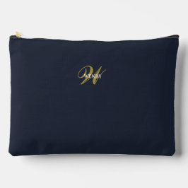 Custom Navy Blue Gold Monogram Minimal Clean Zubehörtasche
