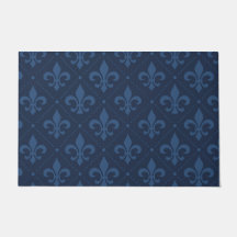 Custom Navy Blue Lilie Outdoor Doormat