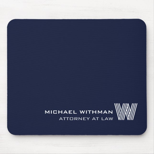 Custom NAVY BLUE LINE Monogram, Name & Profession  Mousepad (Vorne)