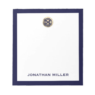Custom Navy Blue Notepad mit gebürstetem Gold Embl Notizblock