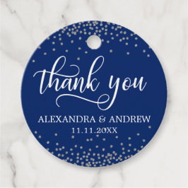 Custom Navy Blue Silver Confetti Wedding Vielen Da Geschenkanhänger