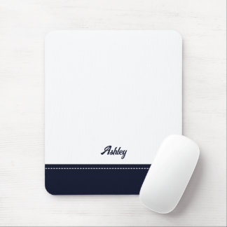 Custom navy blue white personalized preppy stylish mousepad