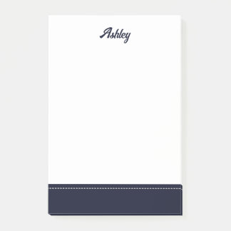 Custom navy blue white personalized preppy stylish post-it klebezettel