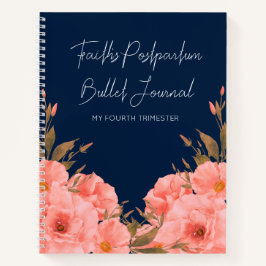 Custom Navy Floral Postpartum Journal For New Moms Notizbuch