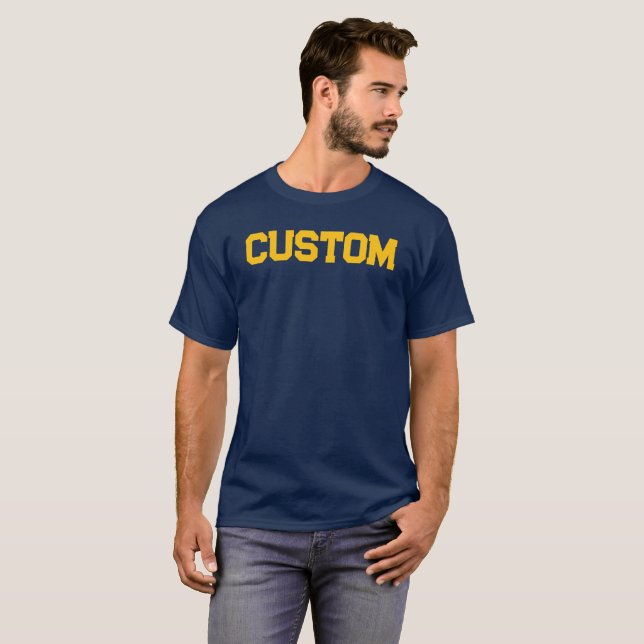 Custom Navy & Gold Men University T - Shirt (Vorne ganz)