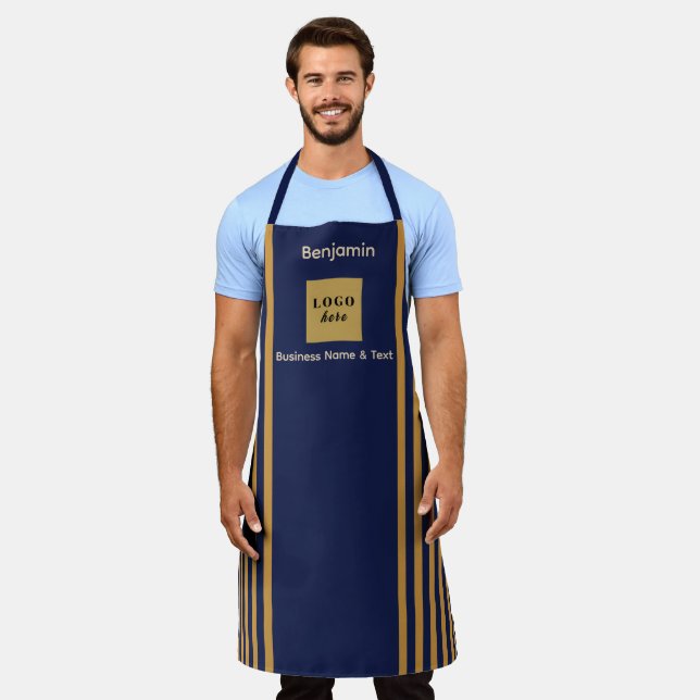 Custom Navy & Gold Strip Schürze (Getragen)