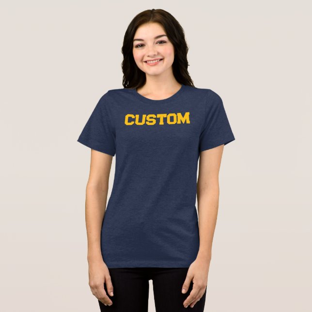 Custom Navy & Gold Women's University Tri-Blend Shirt (Vorderseite voll)