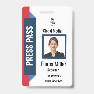 Custom Navy & Red Media Pass Abzeichen für die P Ausweis