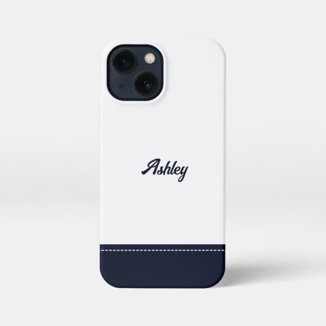 Custom navy white personalized preppy stylish chic iPhone hülle (Rückseite)